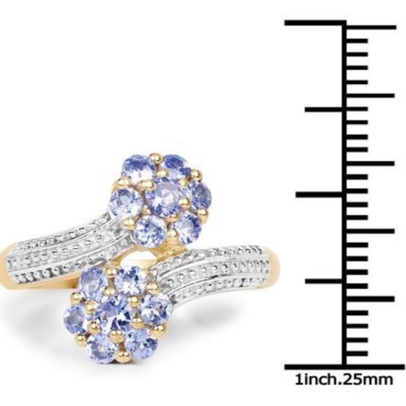 14K Tanzanite Flower Ring Size 7 Purple - Picture 8 of 8